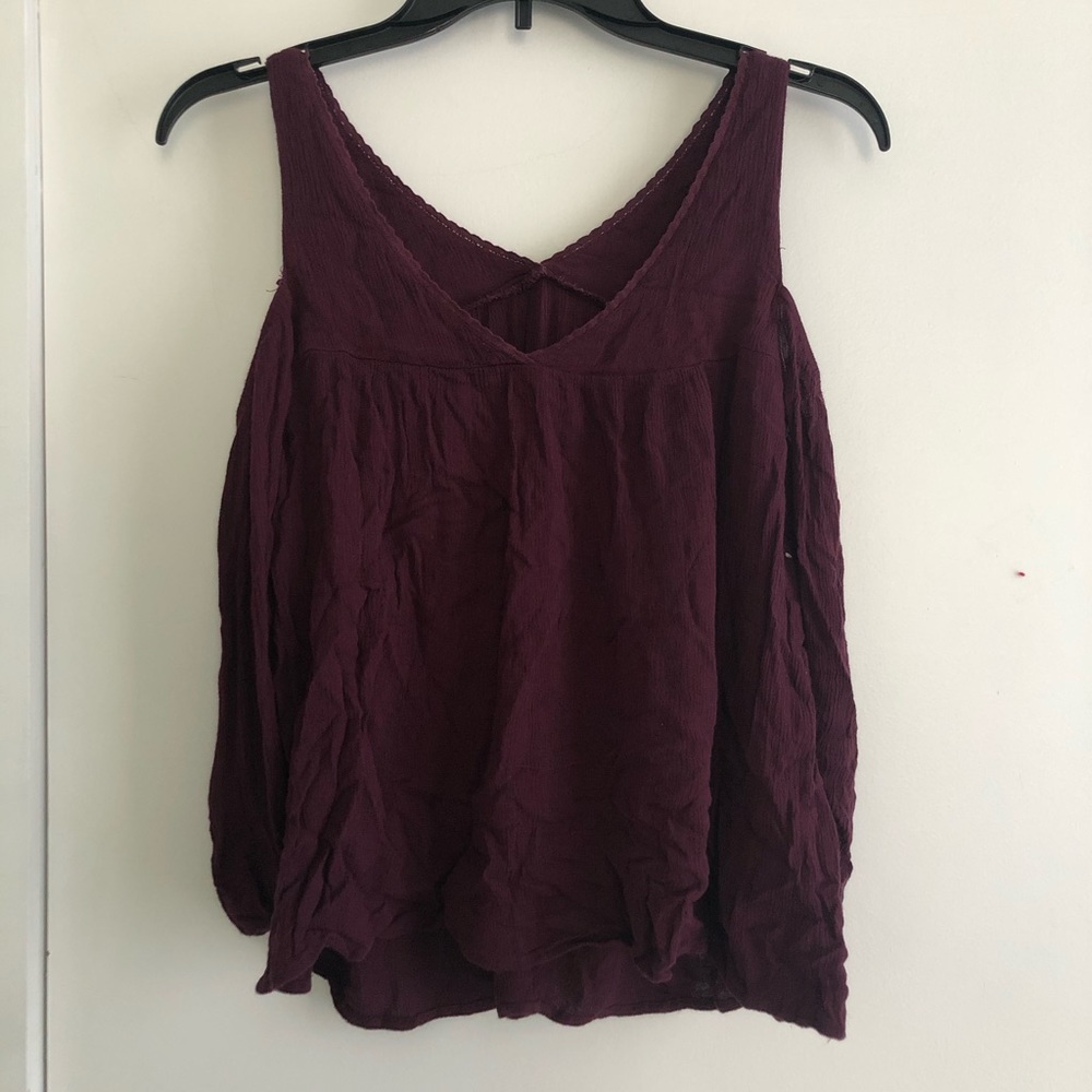 PACSUN LA HEARTS maroon cold shoulder top - Picture 4 of 5